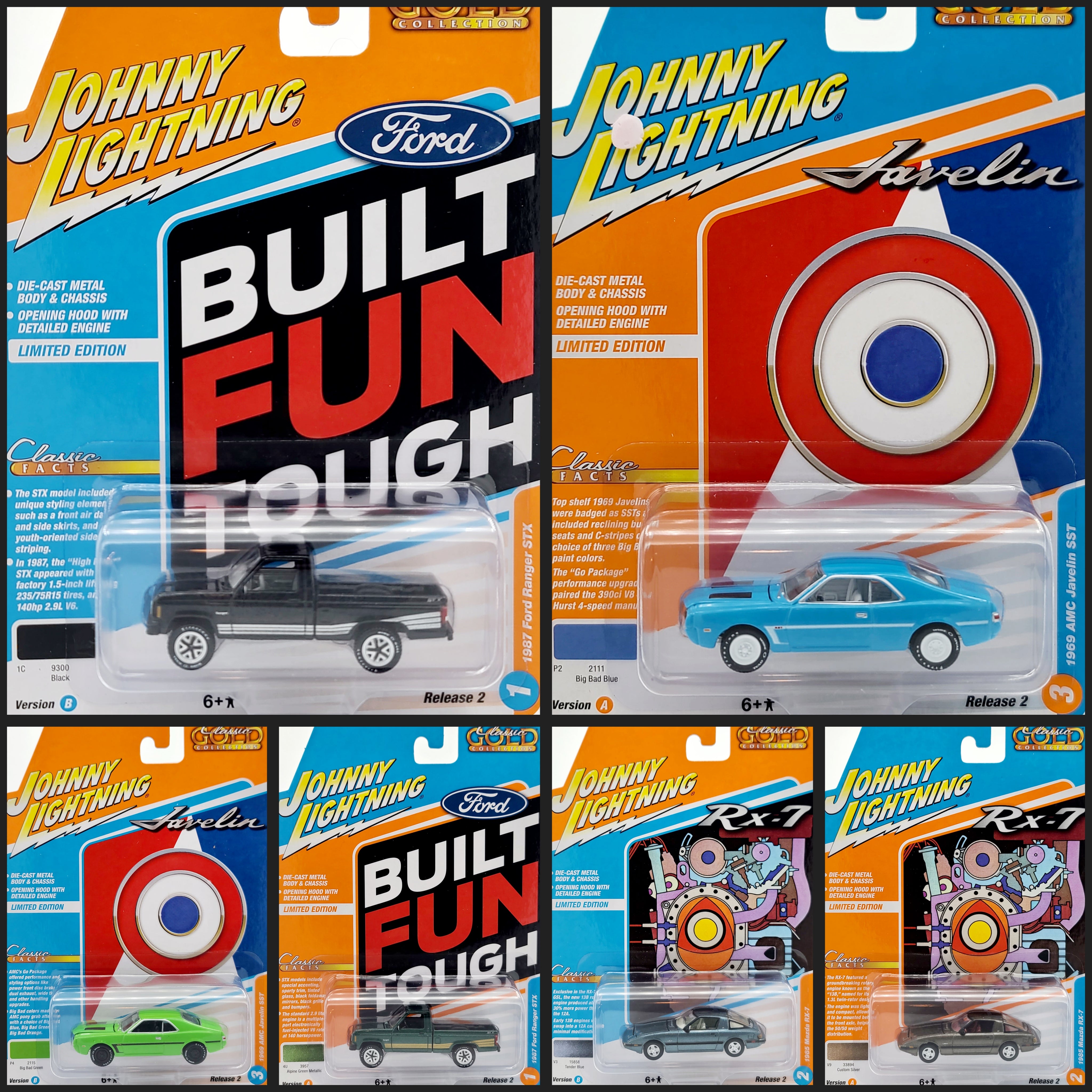 Johnny Lightning - 2025 Classic Gold Release 2 B - complete set of 6 - 1:64 scale